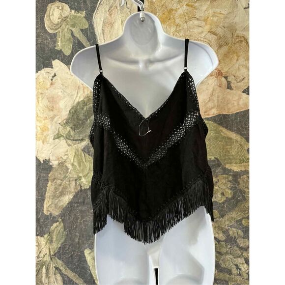 Free People Goat Suede Frill Top Size L - Picture 3 of 4